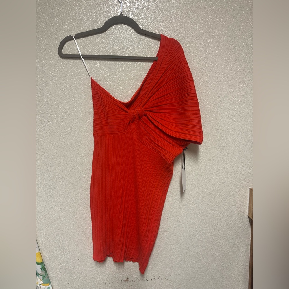 NWT Line and Dot Knit Red One-Shoulder Dress Size Small - See Call Out